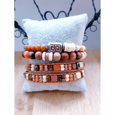 wikkel armband in warm oranje en bruin tinten wikkel armband in warm oranje en bruin tinten
